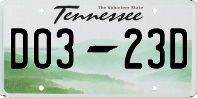 TN license plate D0323D