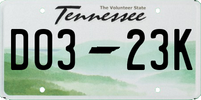 TN license plate D0323K