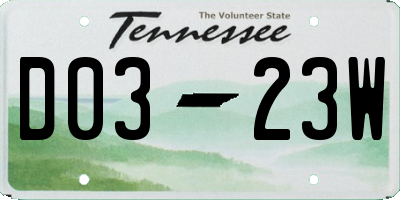 TN license plate D0323W