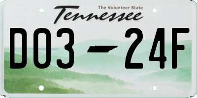 TN license plate D0324F