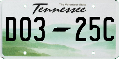 TN license plate D0325C