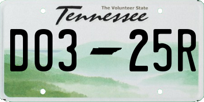 TN license plate D0325R