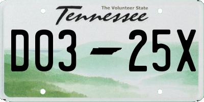 TN license plate D0325X