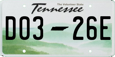TN license plate D0326E