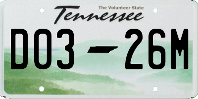 TN license plate D0326M