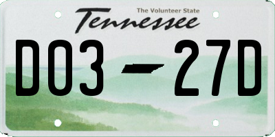TN license plate D0327D