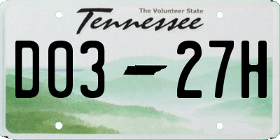 TN license plate D0327H