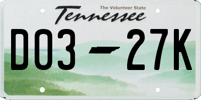 TN license plate D0327K
