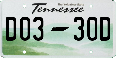 TN license plate D0330D
