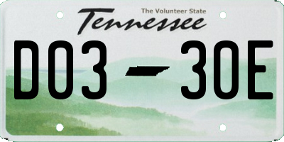 TN license plate D0330E