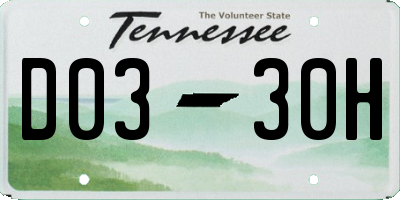 TN license plate D0330H