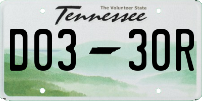 TN license plate D0330R
