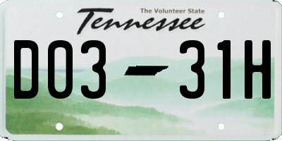 TN license plate D0331H