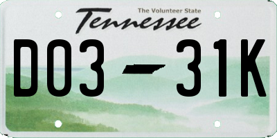 TN license plate D0331K