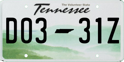 TN license plate D0331Z