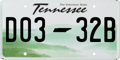 TN license plate D0332B