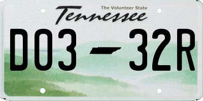 TN license plate D0332R