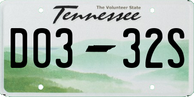 TN license plate D0332S