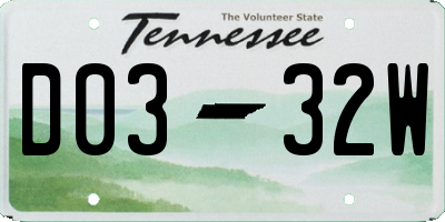 TN license plate D0332W