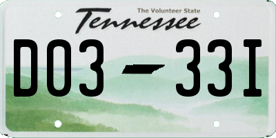 TN license plate D0333I