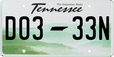 TN license plate D0333N