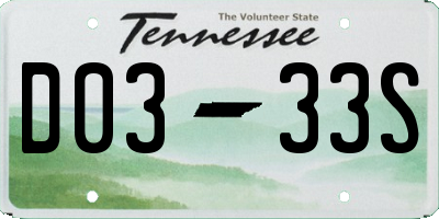 TN license plate D0333S
