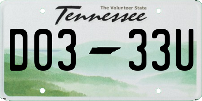 TN license plate D0333U