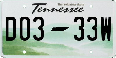 TN license plate D0333W