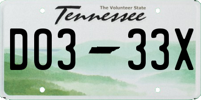 TN license plate D0333X