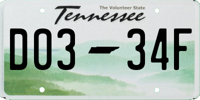 TN license plate D0334F