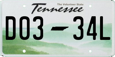 TN license plate D0334L