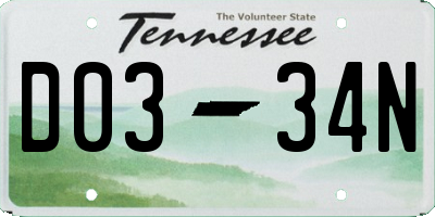 TN license plate D0334N