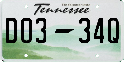 TN license plate D0334Q
