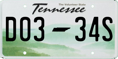 TN license plate D0334S