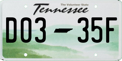 TN license plate D0335F