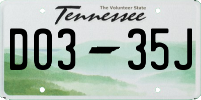 TN license plate D0335J
