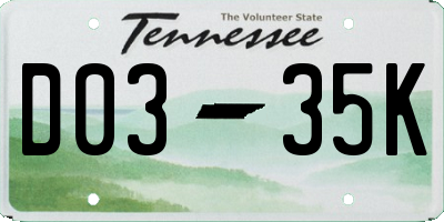 TN license plate D0335K