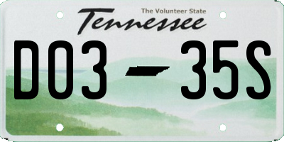 TN license plate D0335S