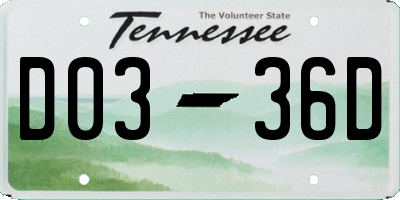 TN license plate D0336D