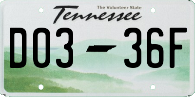 TN license plate D0336F