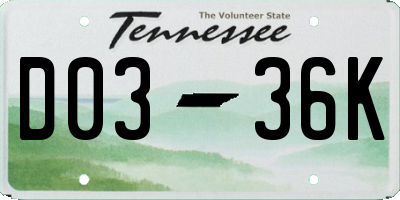 TN license plate D0336K