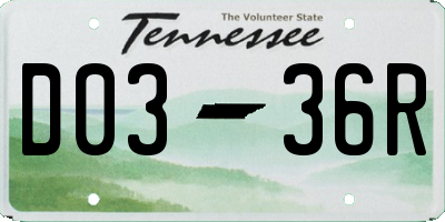 TN license plate D0336R