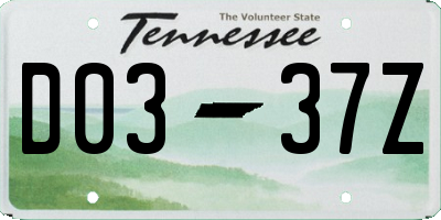 TN license plate D0337Z