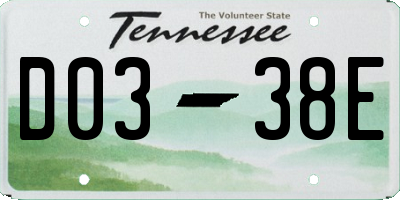 TN license plate D0338E
