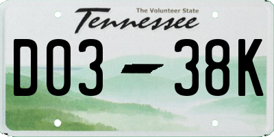 TN license plate D0338K
