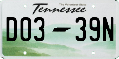 TN license plate D0339N
