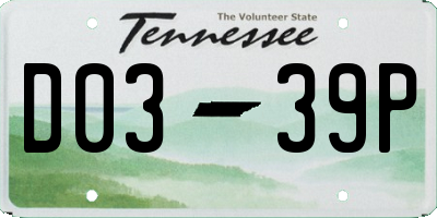 TN license plate D0339P