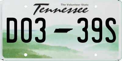 TN license plate D0339S