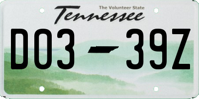 TN license plate D0339Z