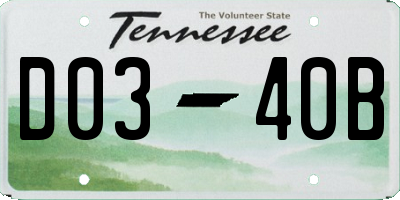 TN license plate D0340B